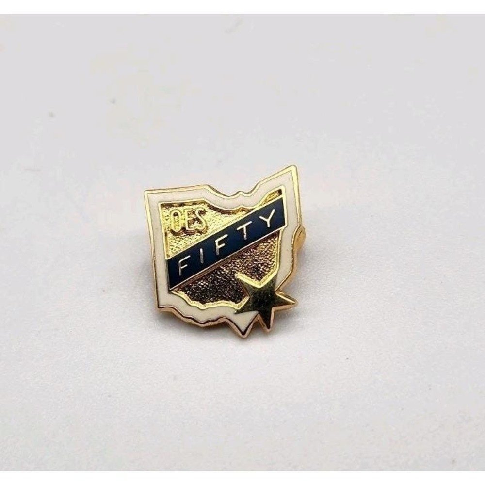 Order of Eastern Star 50 Years Service Ohio Lapel Pin Enamel Gold Tone Vintage - Picture 3 of 3